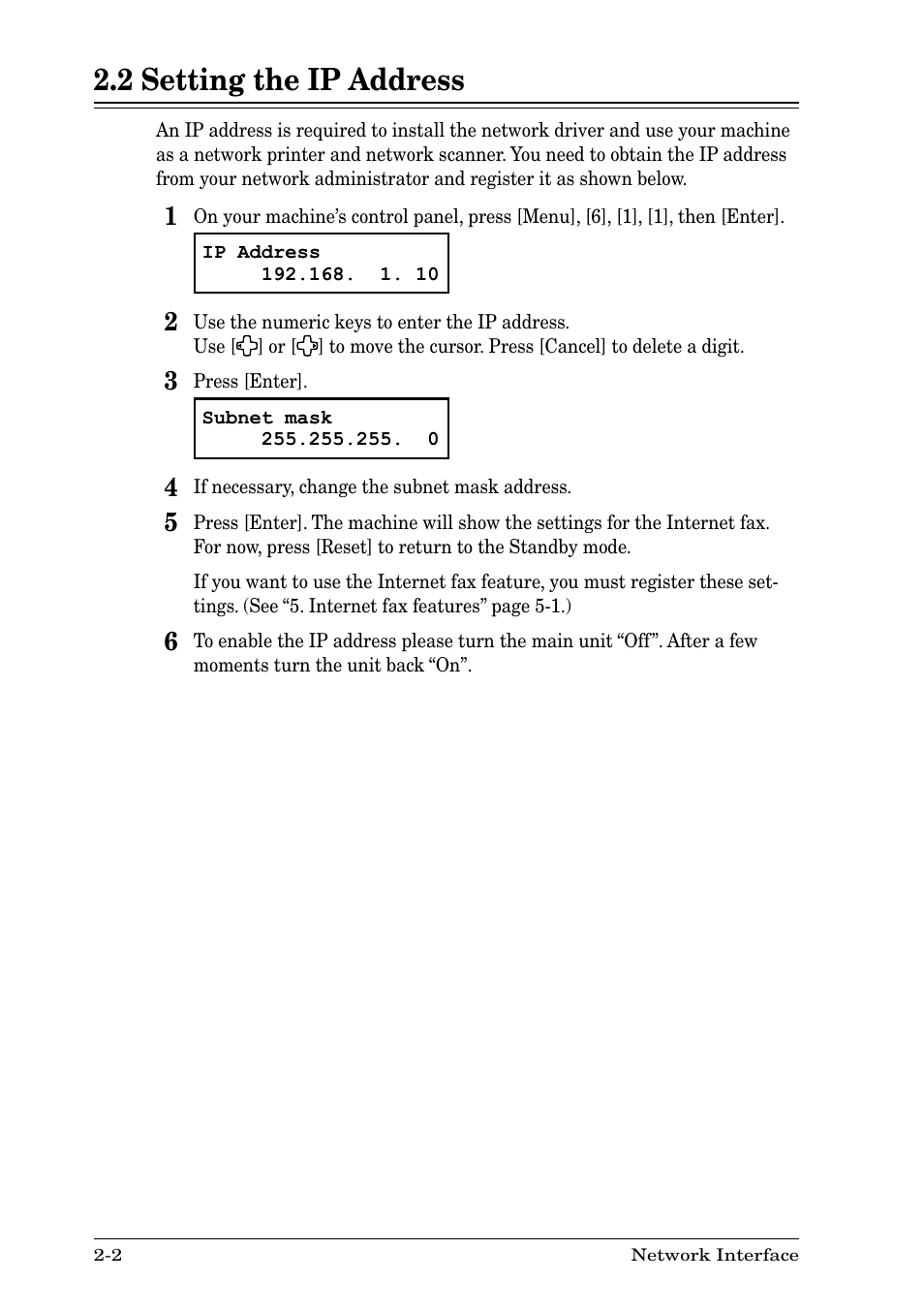 2 setting the ip address, 2 setting the ip address -2 | Nikon MFX-1930 User Manual | Page 8 / 50
