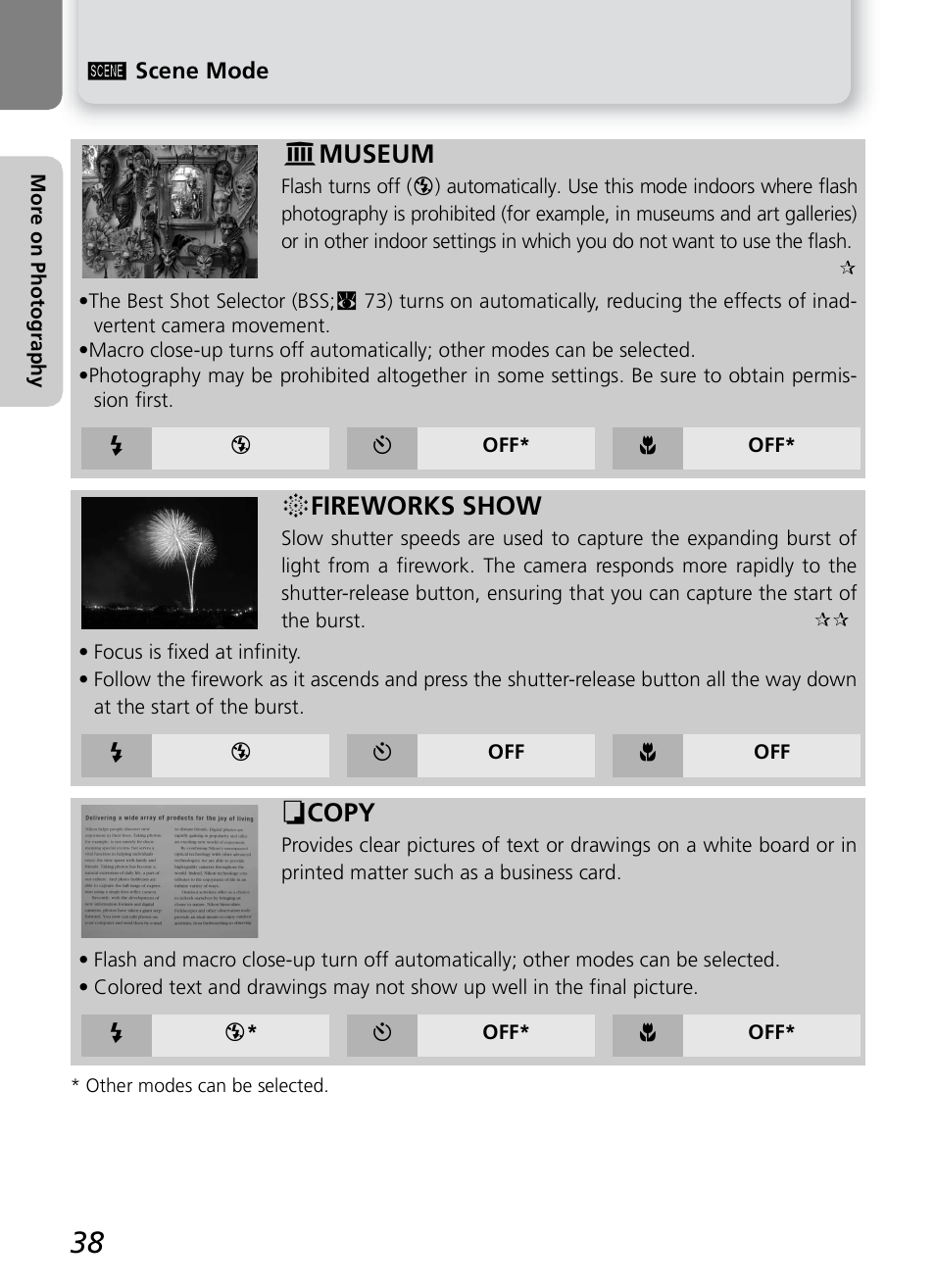 G museum, H fireworks show, I copy | Nikon 4600 User Manual | Page 48 / 128