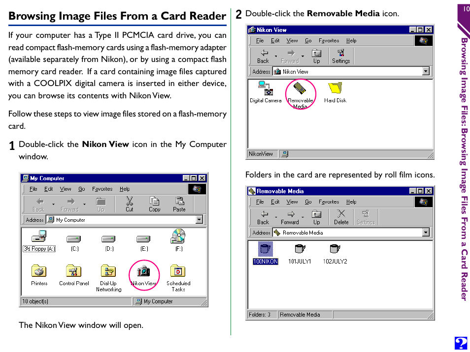 Browsing image files from a card reader | Nikon Digital Cameras User Manual | Page 10 / 51