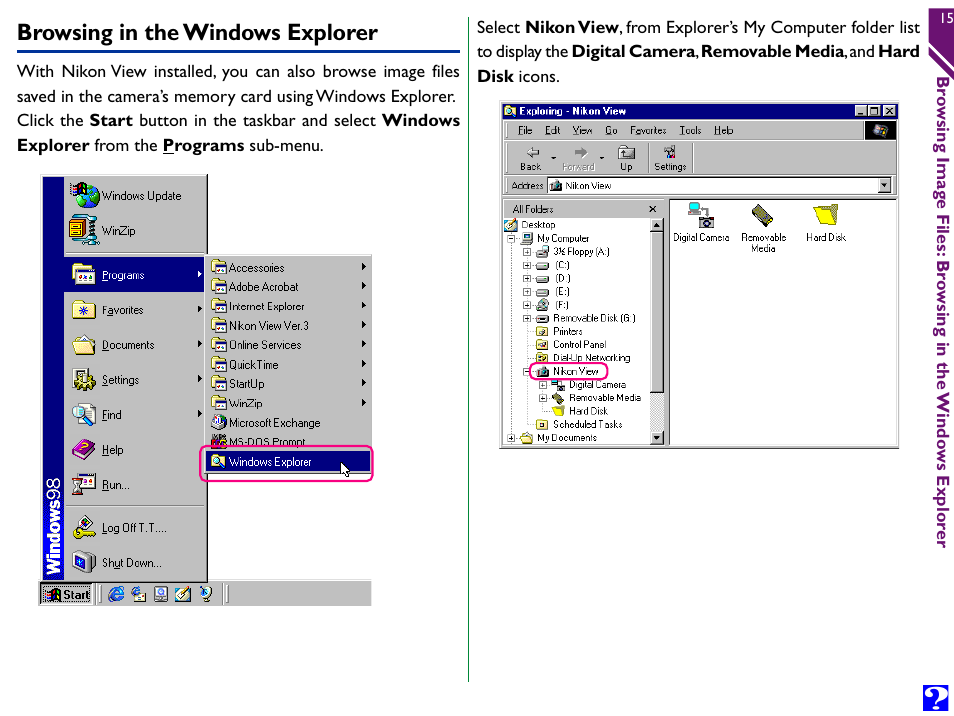 Browsing in the windows explorer | Nikon Digital Cameras User Manual | Page 15 / 51