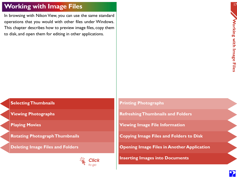 Working with image files | Nikon Digital Cameras User Manual | Page 17 / 51