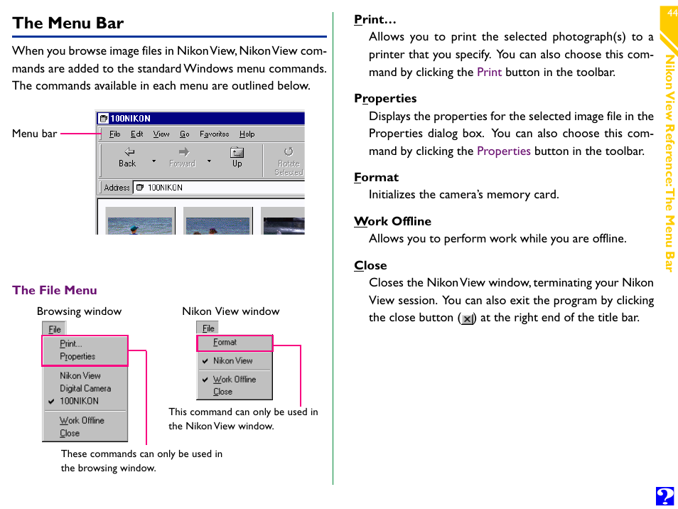 The menu bar | Nikon Digital Cameras User Manual | Page 44 / 51