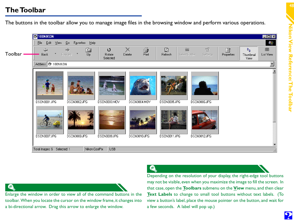 The toolbar | Nikon Digital Cameras User Manual | Page 48 / 51