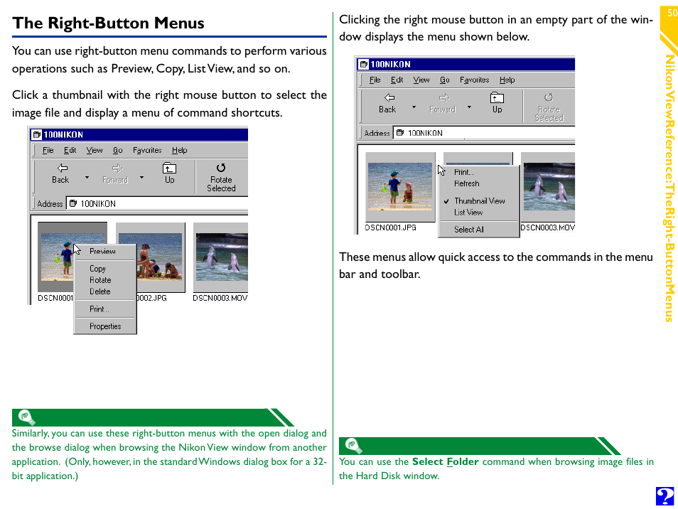 The right-button menus | Nikon Digital Cameras User Manual | Page 50 / 51