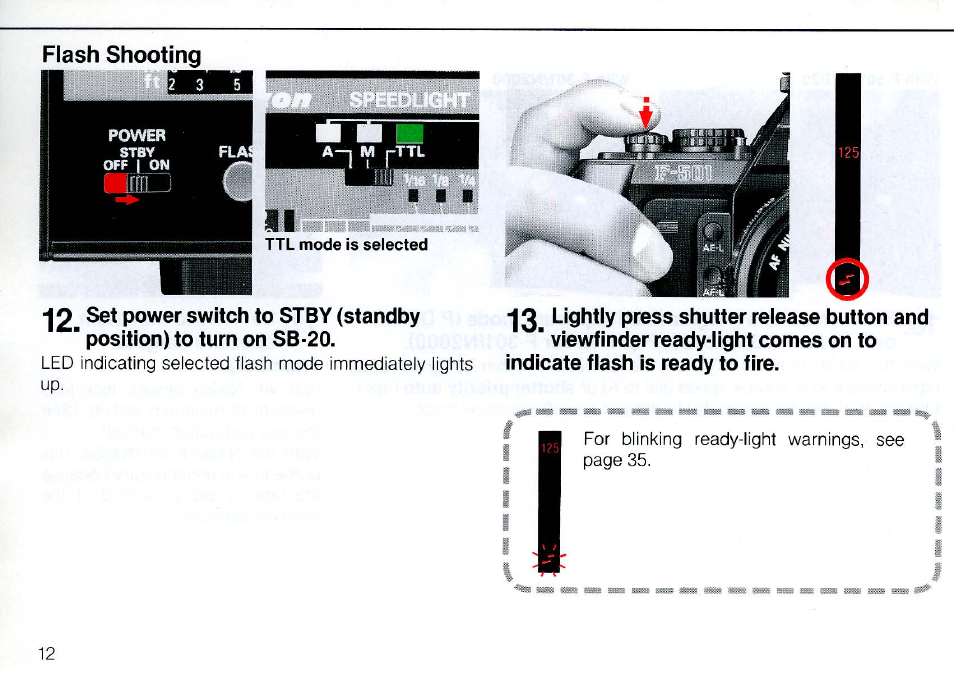 Adjusting flash head | Nikon SB 20 User Manual | Page 14 / 88