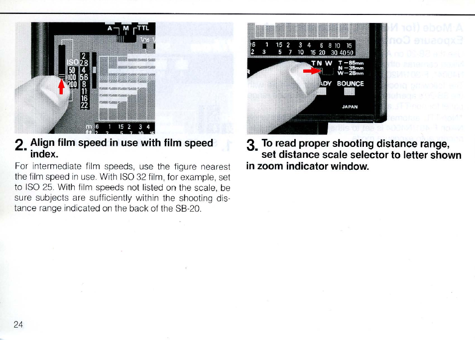 Determining aperture, Ttl mode, For ttl automatic flash exposure control) | In ttl mode | Nikon SB 20 User Manual | Page 26 / 88