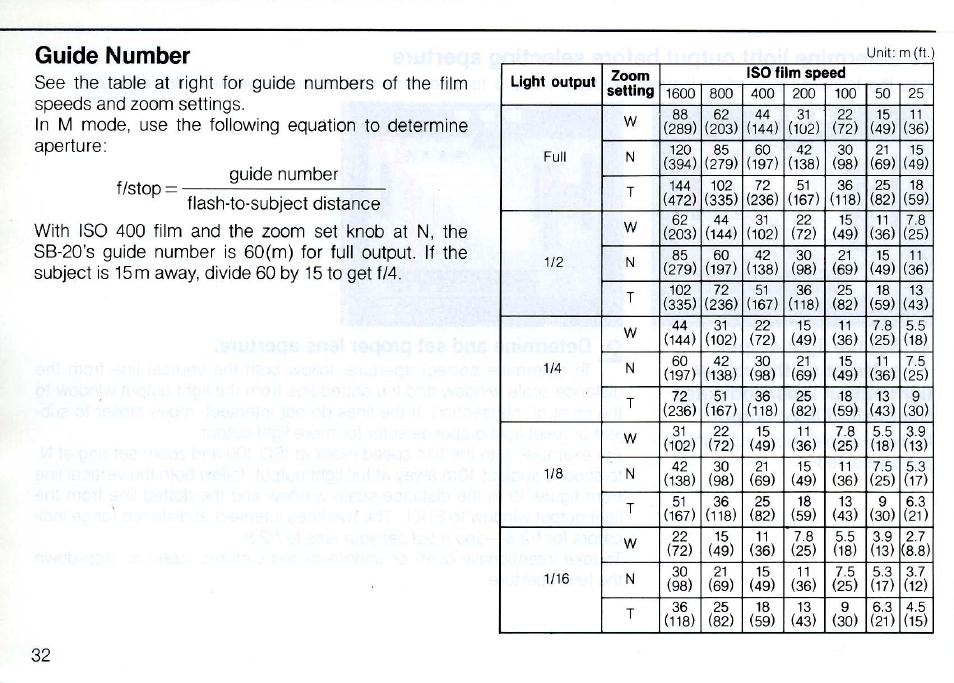 2_ align film speed in use with film speed ' index, 3_ to read proper shooting distance range | Nikon SB 20 User Manual | Page 34 / 88