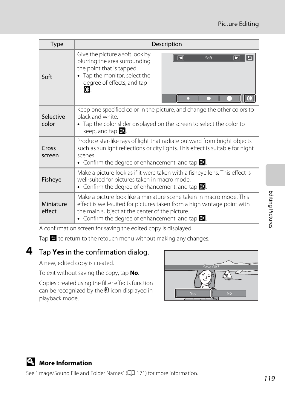 Tap yes in the confirmation dialog | Nikon Coolpix S80 User Manual | Page 131 / 204