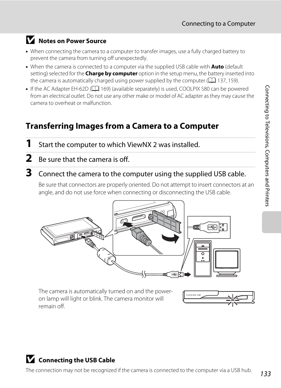 Transferring images from a camera to a computer | Nikon Coolpix S80 User Manual | Page 145 / 204