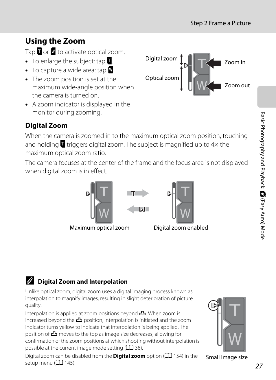 Using the zoom | Nikon Coolpix S80 User Manual | Page 39 / 204