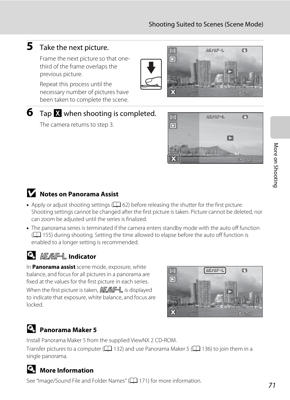 Take the next picture, Tap h when shooting is completed | Nikon Coolpix S80 User Manual | Page 83 / 204