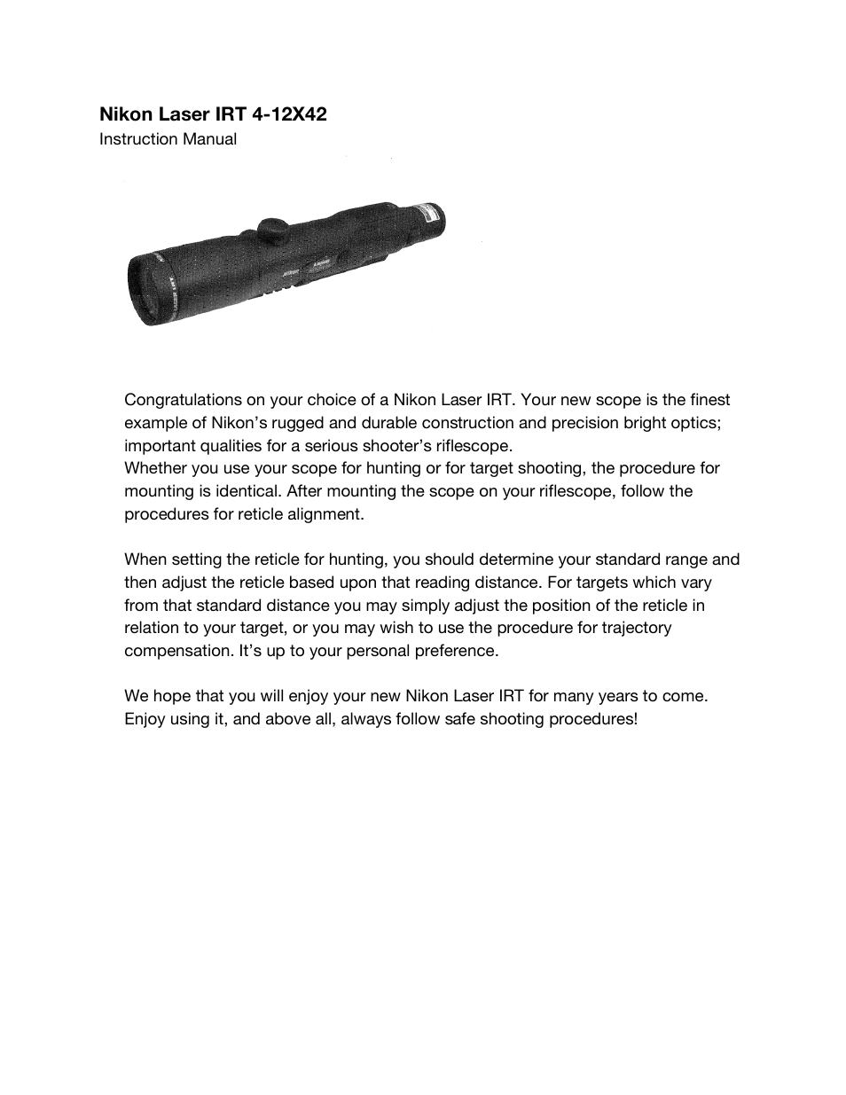 Nikon IRT 4-12X42 User Manual | 15 pages