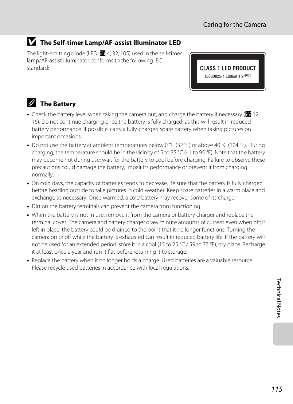 The battery, A 115), be | Nikon Coolpix S52c User Manual | Page 127 / 147