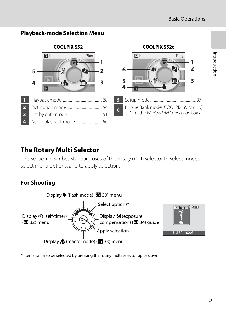 The rotary multi selector, A 9) | Nikon Coolpix S52c User Manual | Page 21 / 147