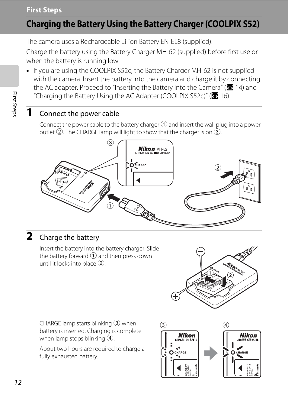 First steps | Nikon Coolpix S52c User Manual | Page 24 / 147