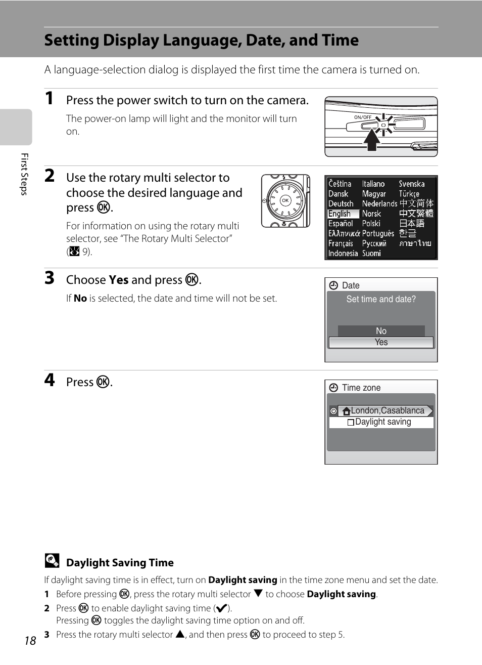 Setting display language, date, and time | Nikon Coolpix S52c User Manual | Page 30 / 147