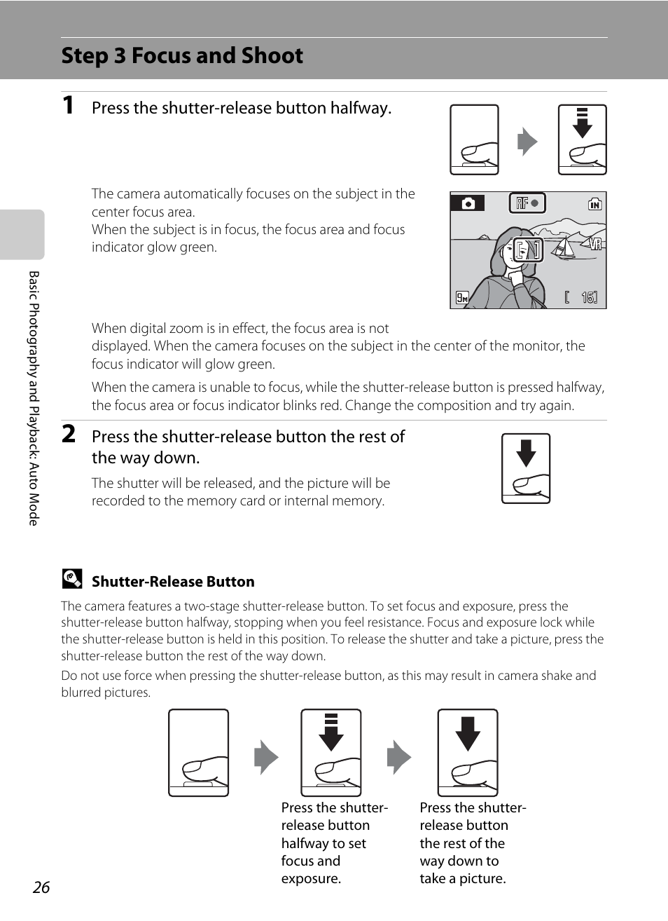 Step 3 focus and shoot | Nikon Coolpix S52c User Manual | Page 38 / 147
