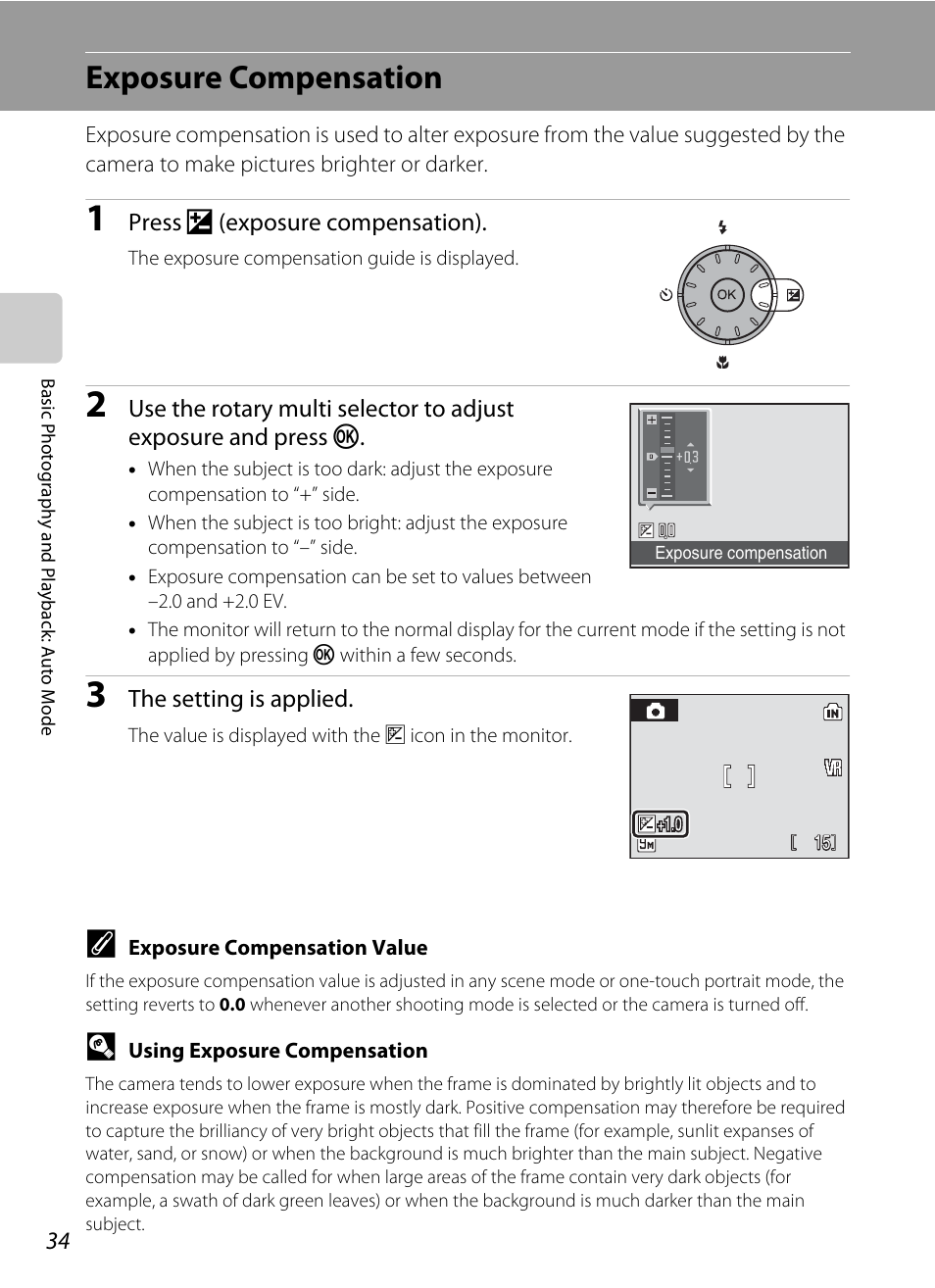 Exposure compensation, A 34) guide, A 34) can | Nikon Coolpix S52c User Manual | Page 46 / 147