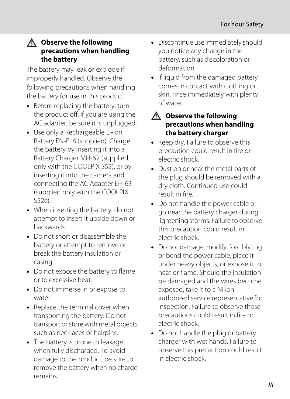 Nikon Coolpix S52c User Manual | Page 5 / 147