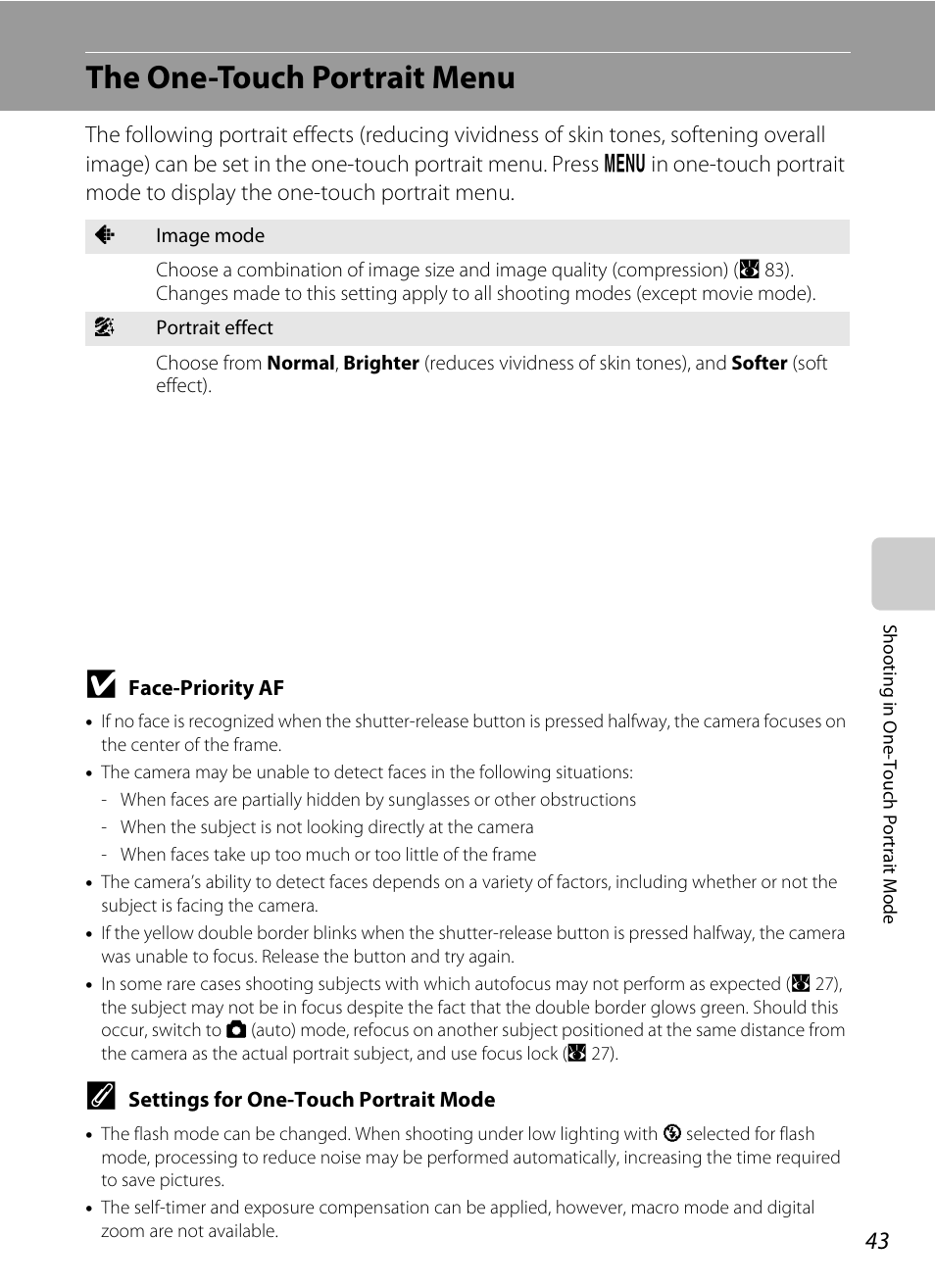 The one-touch portrait menu | Nikon Coolpix S52c User Manual | Page 55 / 147