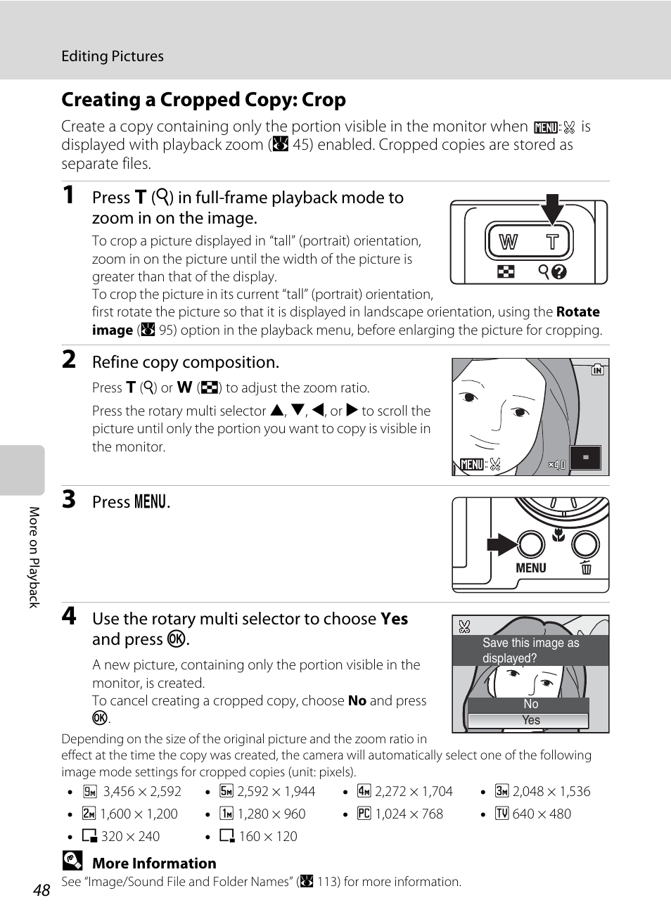 Creating a cropped copy: crop, A 48) | Nikon Coolpix S52c User Manual | Page 60 / 147