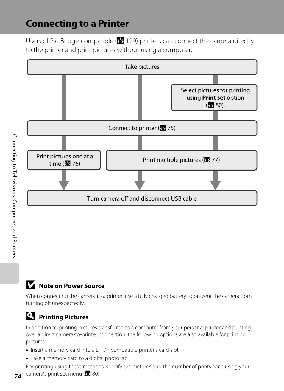 Connecting to a printer | Nikon Coolpix S52c User Manual | Page 86 / 147
