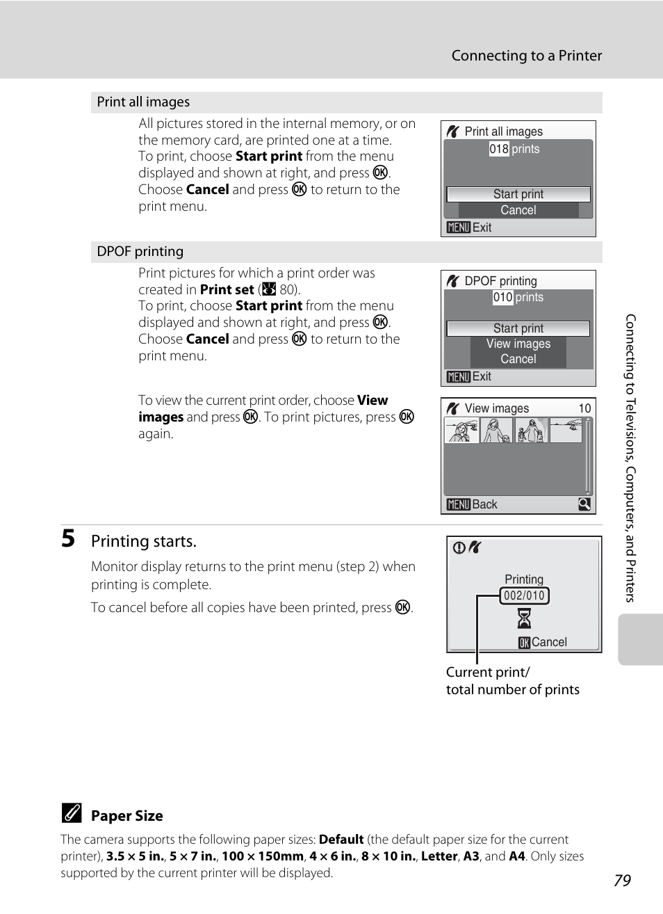 Printing starts | Nikon Coolpix S52c User Manual | Page 91 / 147