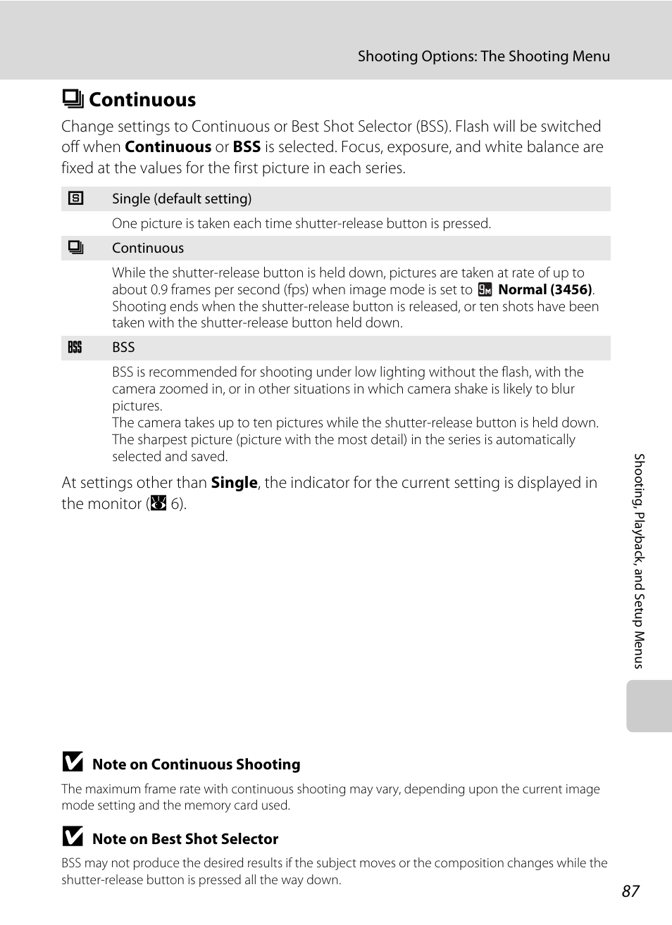 Continuous, C continuous, A 87) is used | A 87 | Nikon Coolpix S52c User Manual | Page 99 / 147
