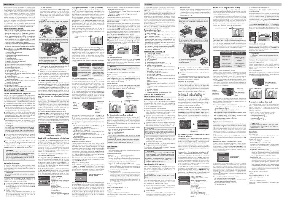 Ms- d10 0 made in ja pan a e -l a f-l | Nikon MB-D100 User Manual | Page 4 / 4