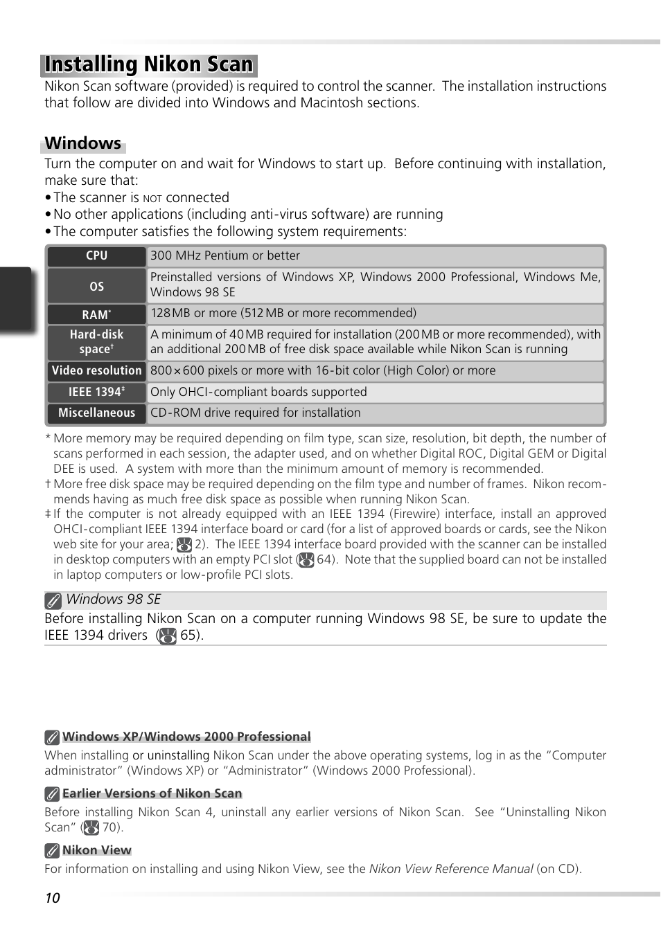 Installing nikon scan, Windows | Nikon 9000ED User Manual | Page 19 / 89