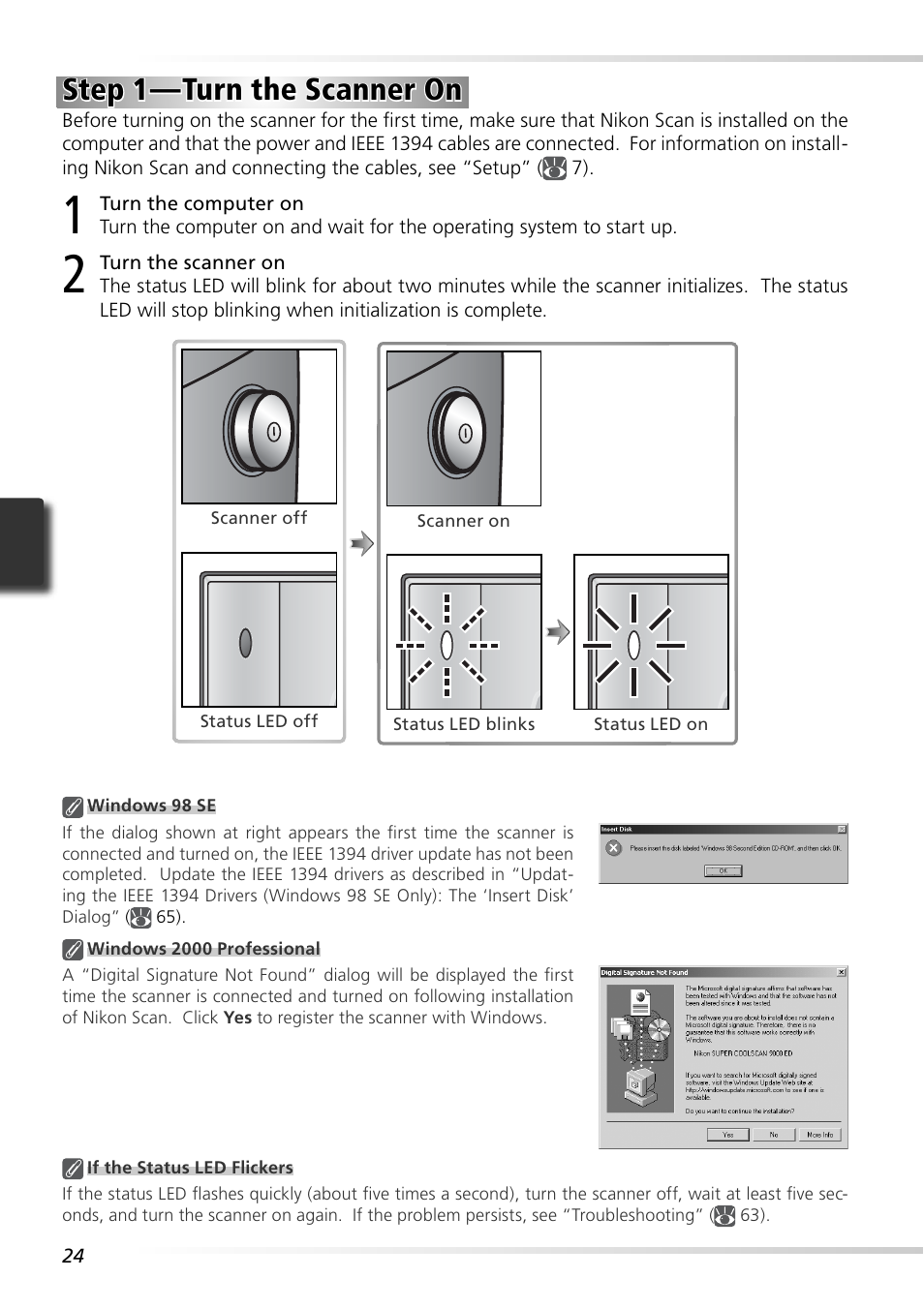 Step 1 — turn the scanner on | Nikon 9000ED User Manual | Page 33 / 89