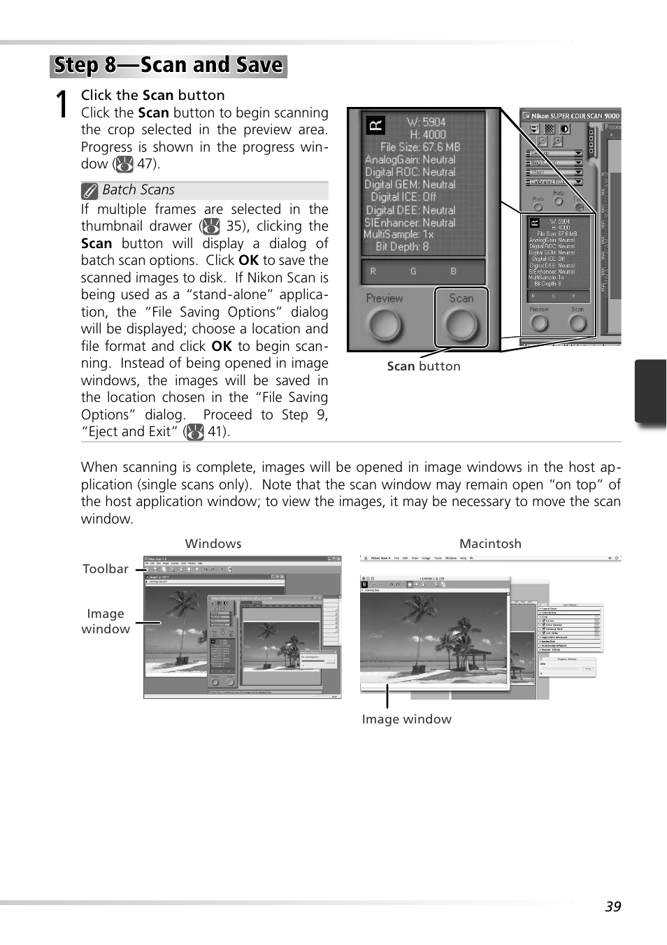 Step 8 — scan and save | Nikon 9000ED User Manual | Page 48 / 89