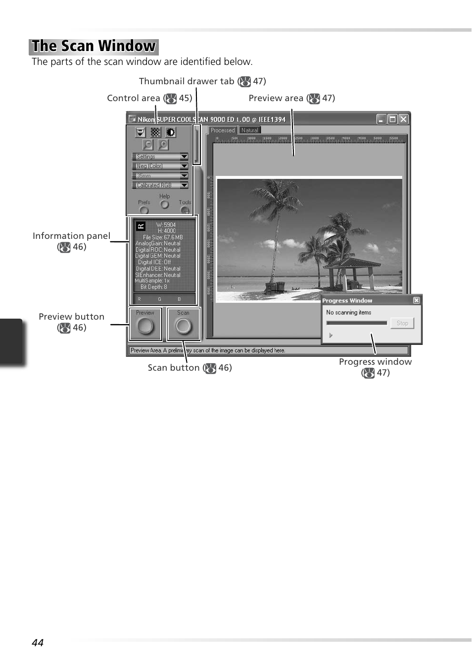 The scan window | Nikon 9000ED User Manual | Page 53 / 89