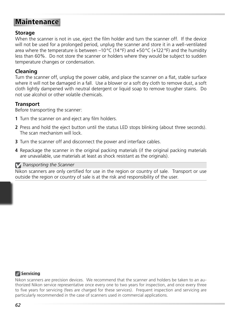 Maintenance | Nikon 9000ED User Manual | Page 71 / 89