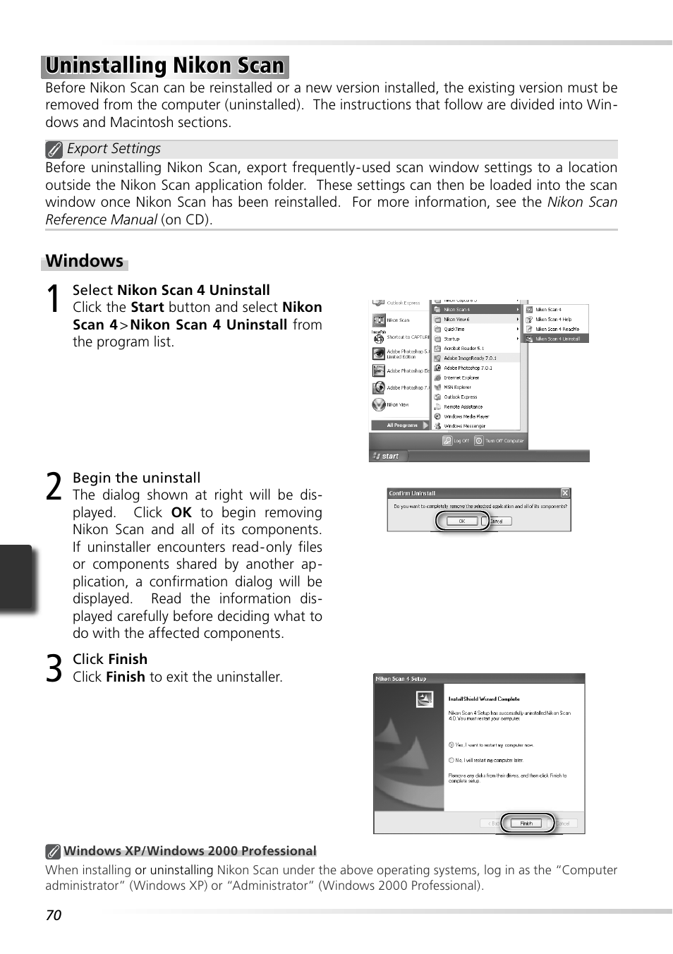Uninstalling nikon scan | Nikon 9000ED User Manual | Page 79 / 89