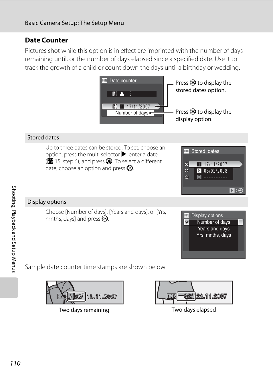 Date counter | Nikon Coolpix P50 User Manual | Page 122 / 152