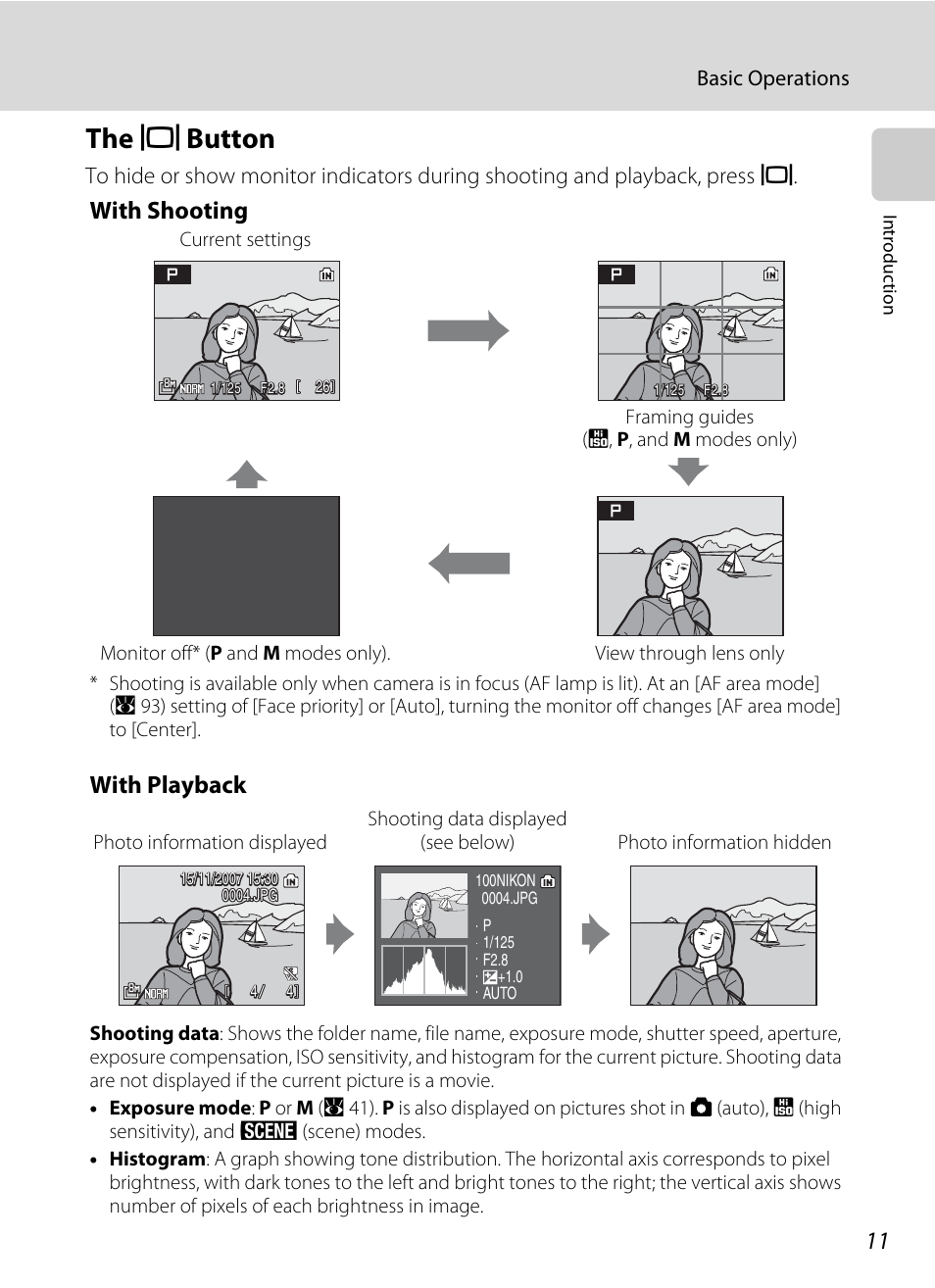 The button, X button, The x button | With shooting, With playback | Nikon Coolpix P50 User Manual | Page 23 / 152