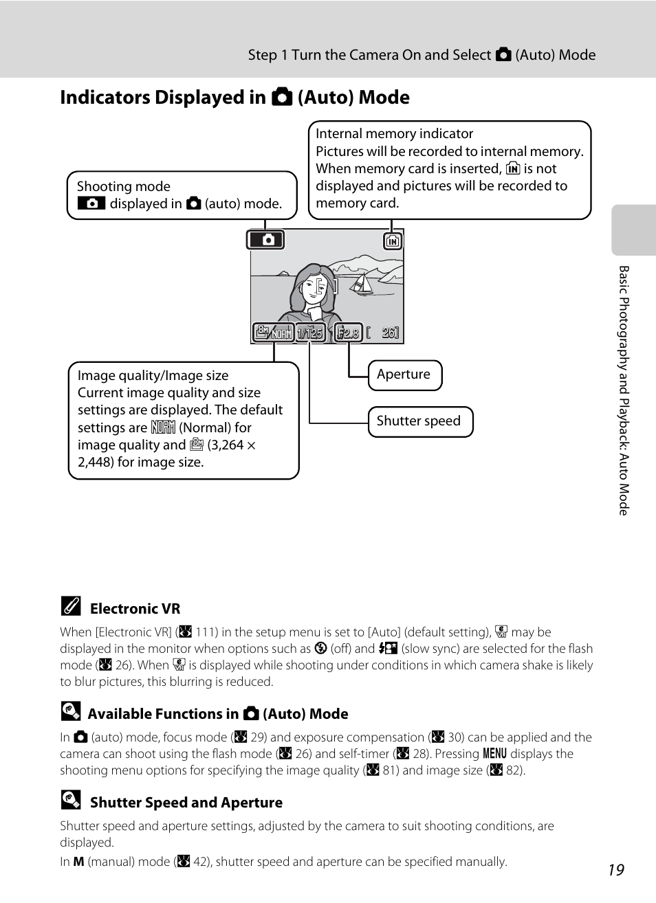 Indicators displayed in a (auto) mode | Nikon Coolpix P50 User Manual | Page 31 / 152