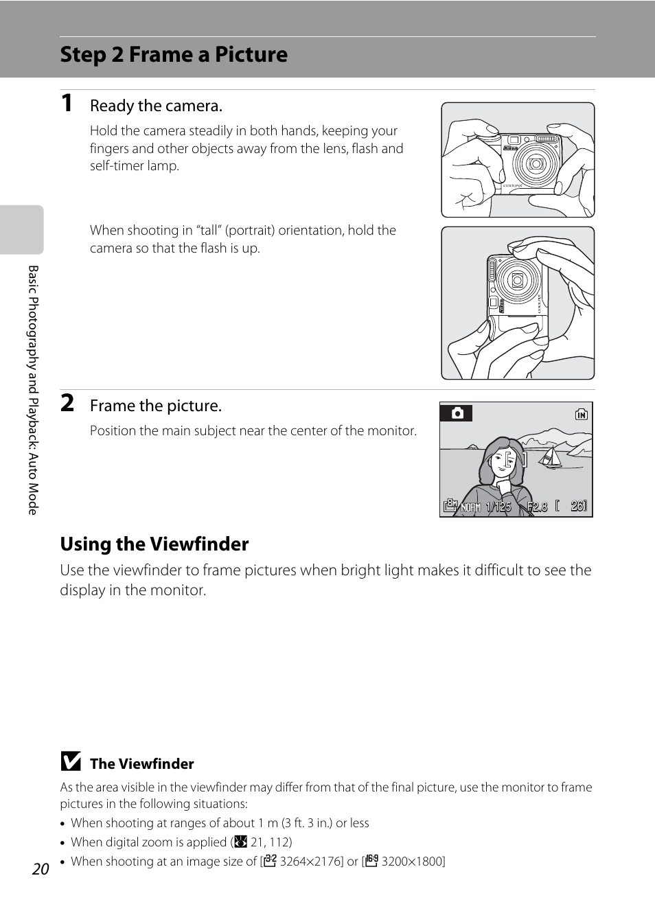 Step 2 frame a picture, Using the viewfinder | Nikon Coolpix P50 User Manual | Page 32 / 152