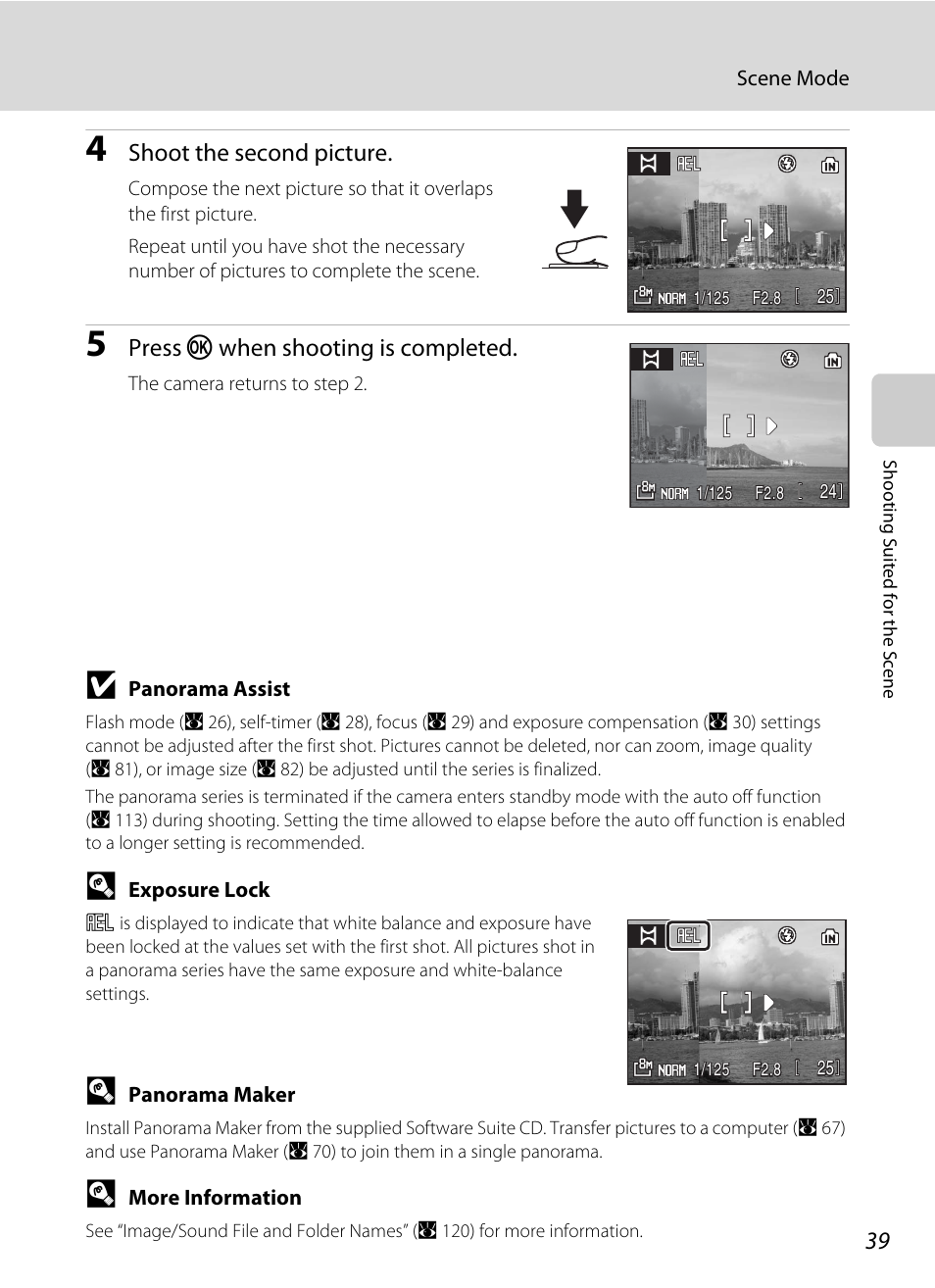 Shoot the second picture, Press k when shooting is completed | Nikon Coolpix P50 User Manual | Page 51 / 152