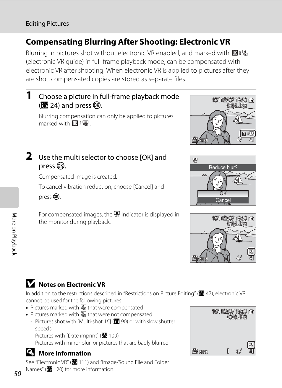 Use the multi selector to choose [ok] and press k | Nikon Coolpix P50 User Manual | Page 62 / 152