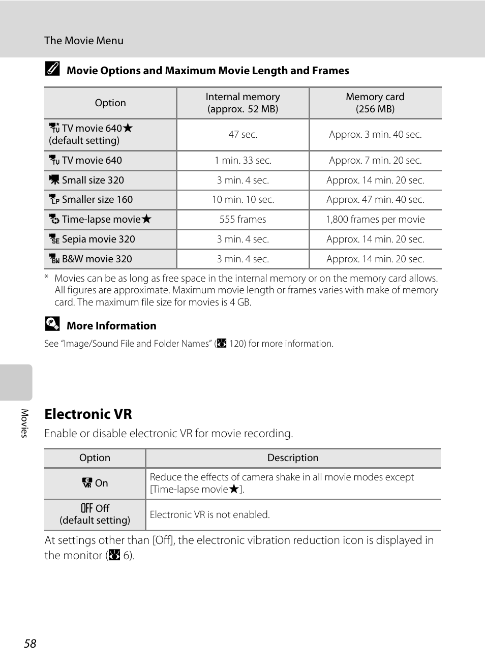 Electronic vr | Nikon Coolpix P50 User Manual | Page 70 / 152