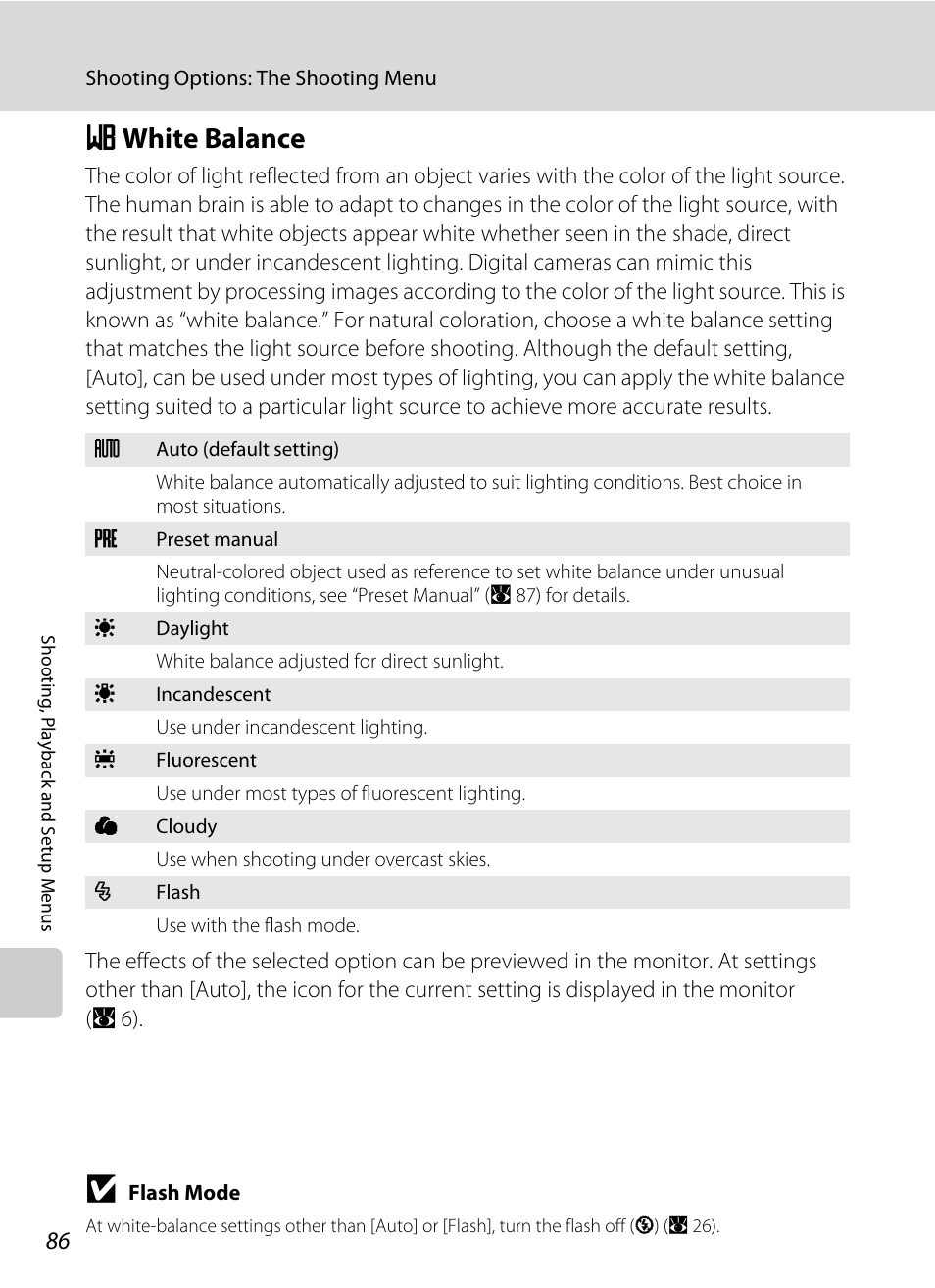 White balance, B white balance, A 86 | Nikon Coolpix P50 User Manual | Page 98 / 152