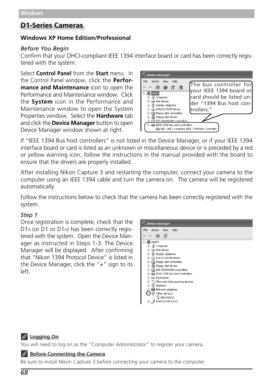 D1-series cameras | Nikon Capture 3 User Manual | Page 70 / 119