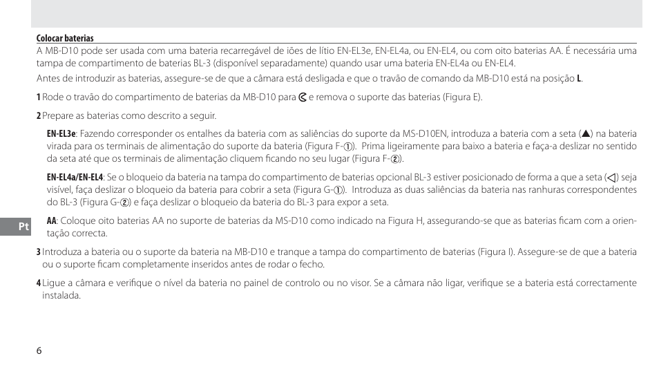 Colocar baterias | Nikon MB-D10 User Manual | Page 97 / 150