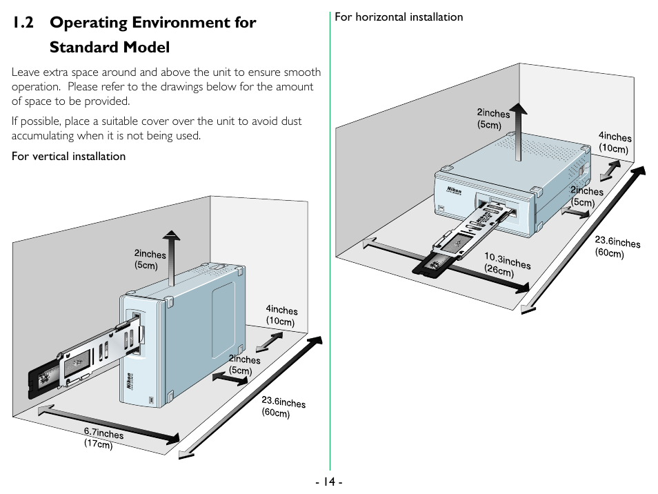 2 operating environment for standard model, Operating environment for standard model | Nikon 35mm User Manual | Page 14 / 52