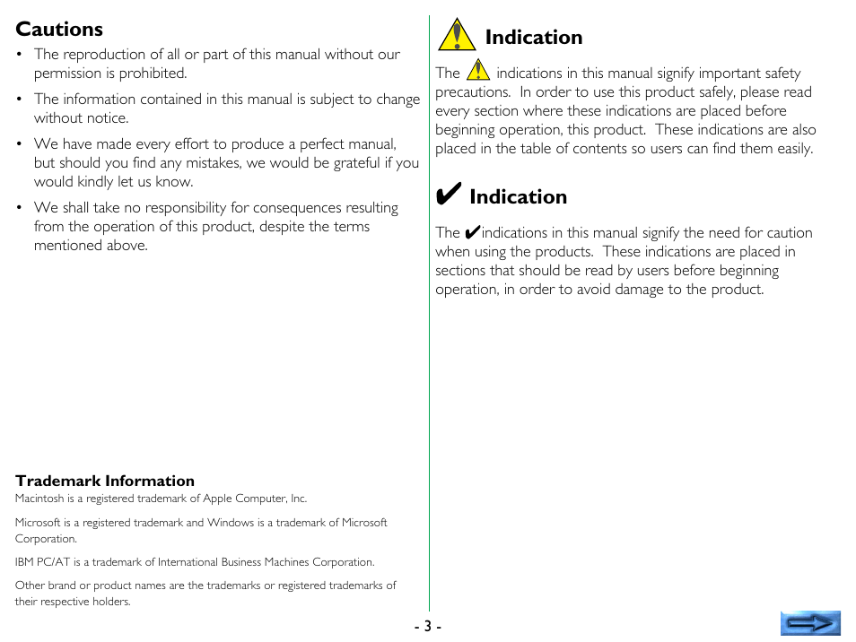 Cautions, Indication | Nikon 35mm User Manual | Page 3 / 52