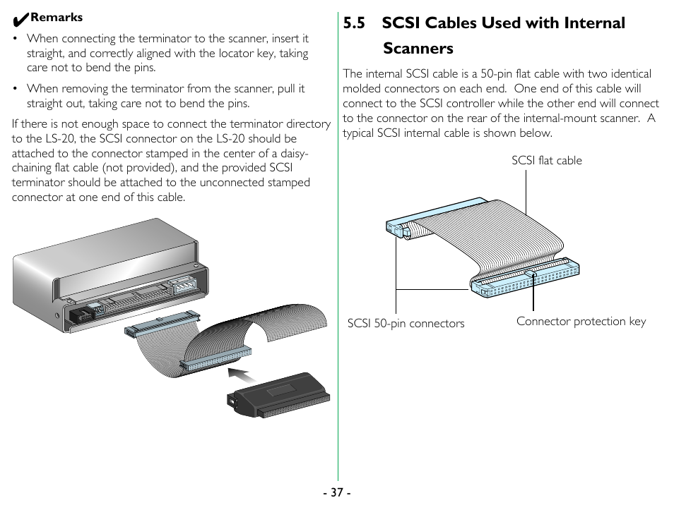 5 scsi cables used with internal scanners, Scsi cables used with internal scanners | Nikon 35mm User Manual | Page 37 / 52