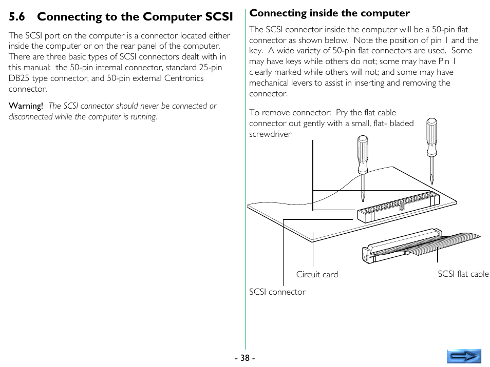 6 connecting to the computer scsi, Connecting to the computer scsi | Nikon 35mm User Manual | Page 38 / 52
