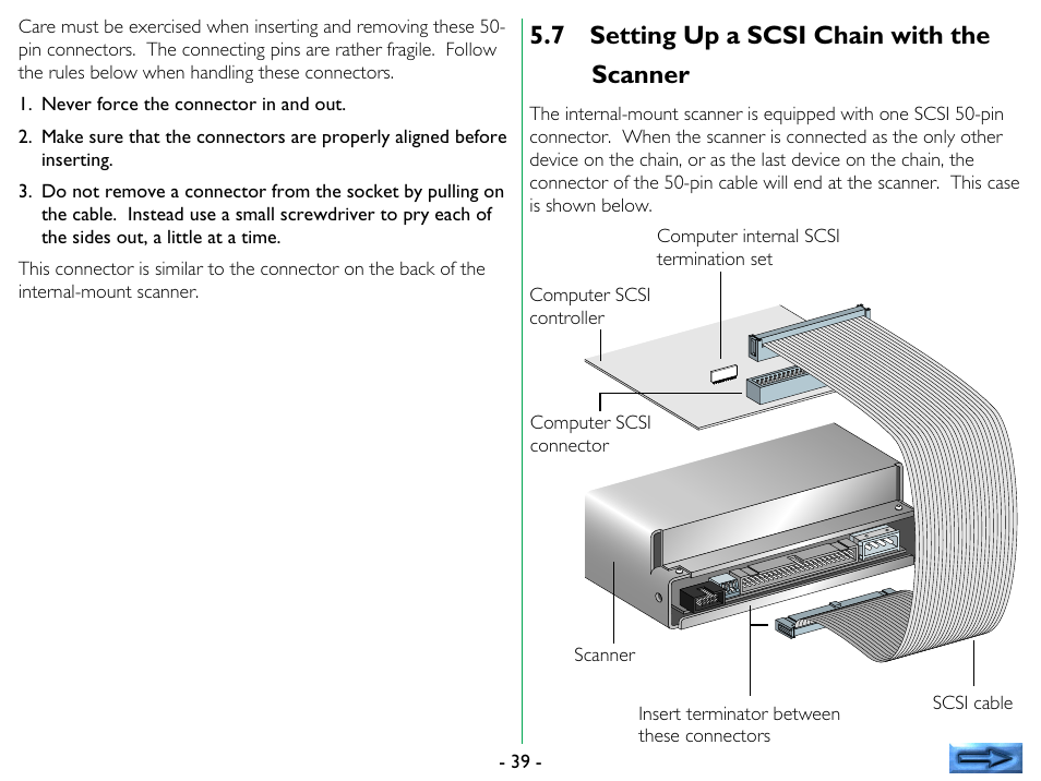 7 setting up a scsi chain with the scanner, Setting up a scsi chain with the scanner | Nikon 35mm User Manual | Page 39 / 52